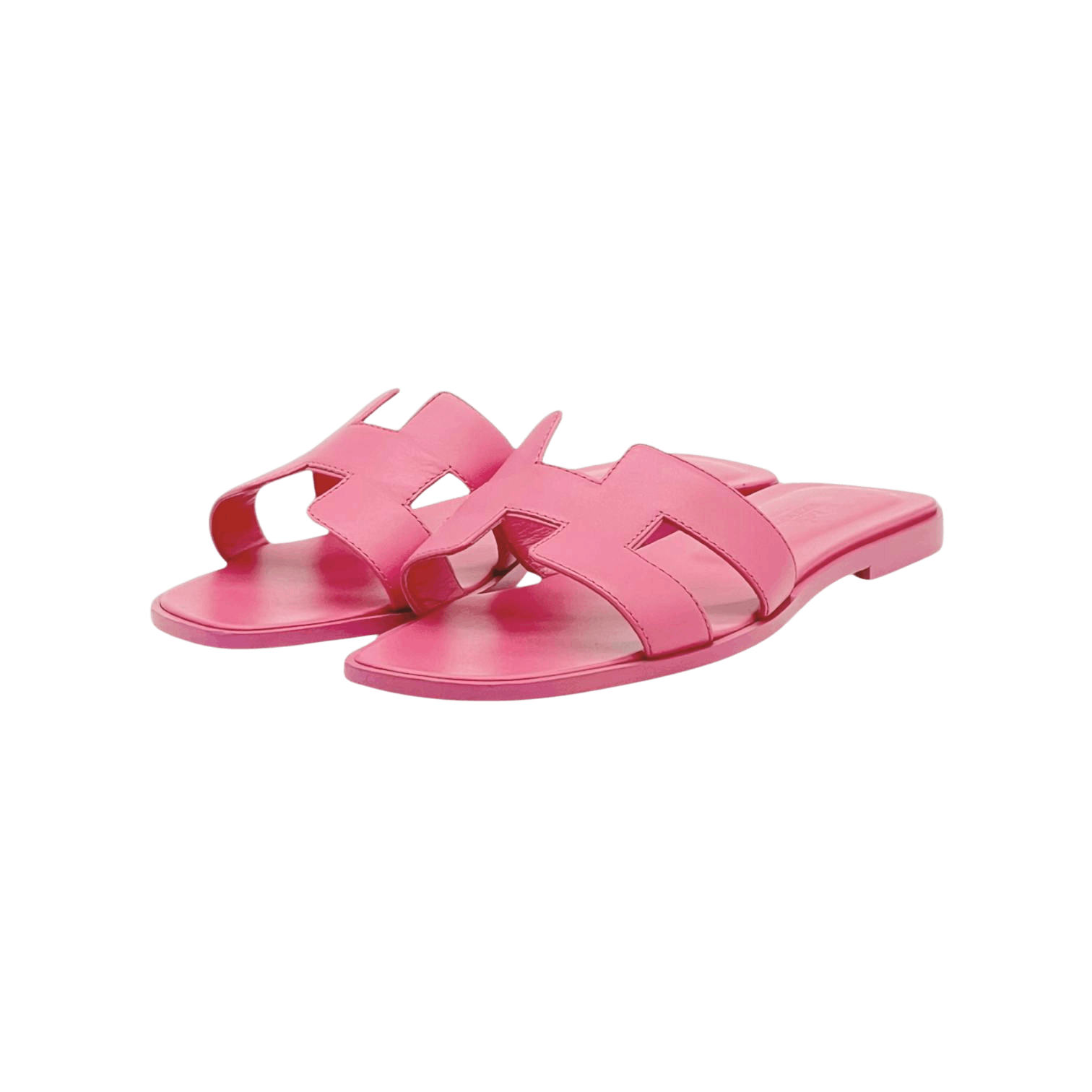 Hermes Rose Petale Calfskin Oran Sandals 38 HERMES