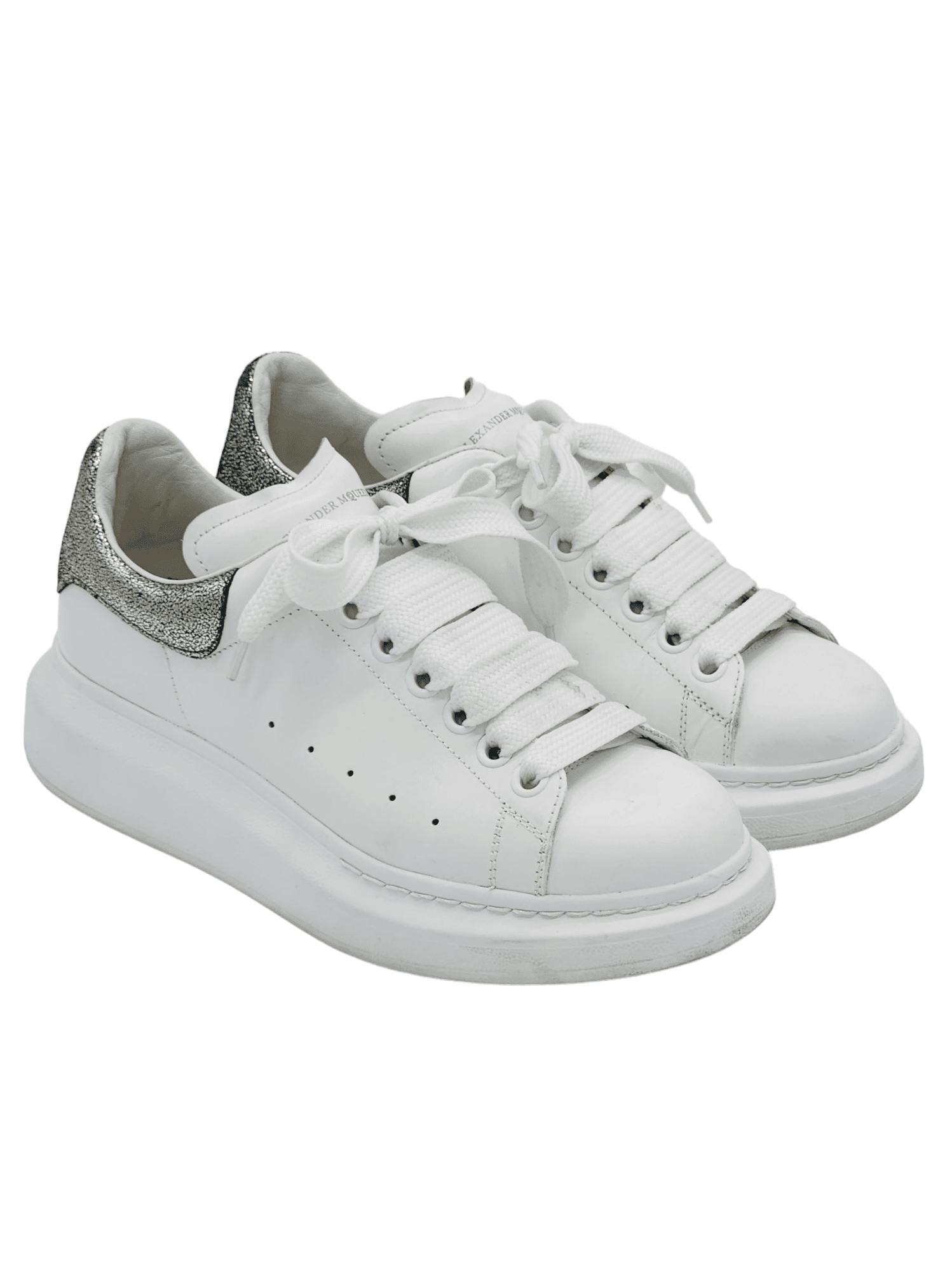 Alexander McQueen White Leather Silver (Pre‑Owned)