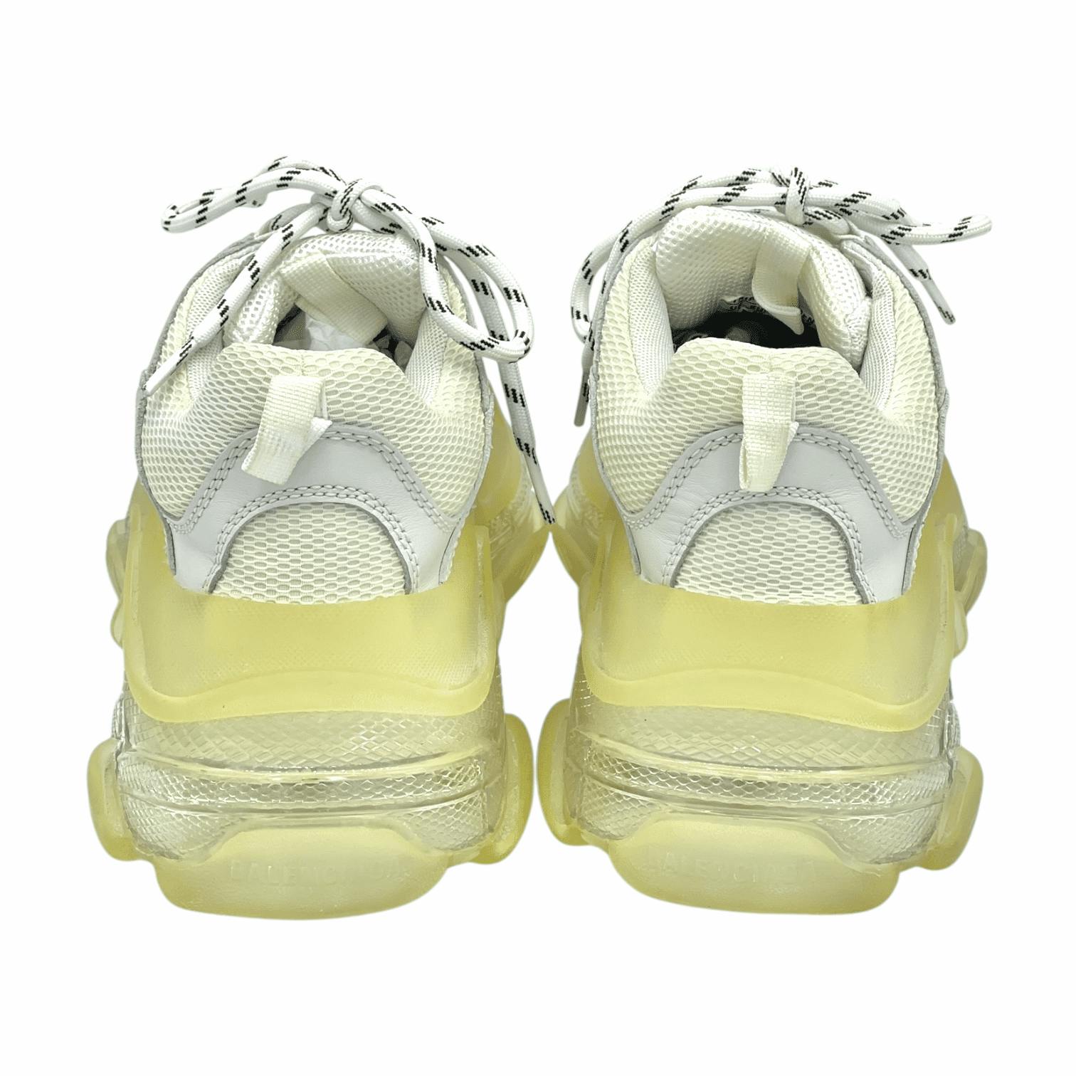 Balenciaga Grey Beige Leather Mesh Triple S Sneakers 39