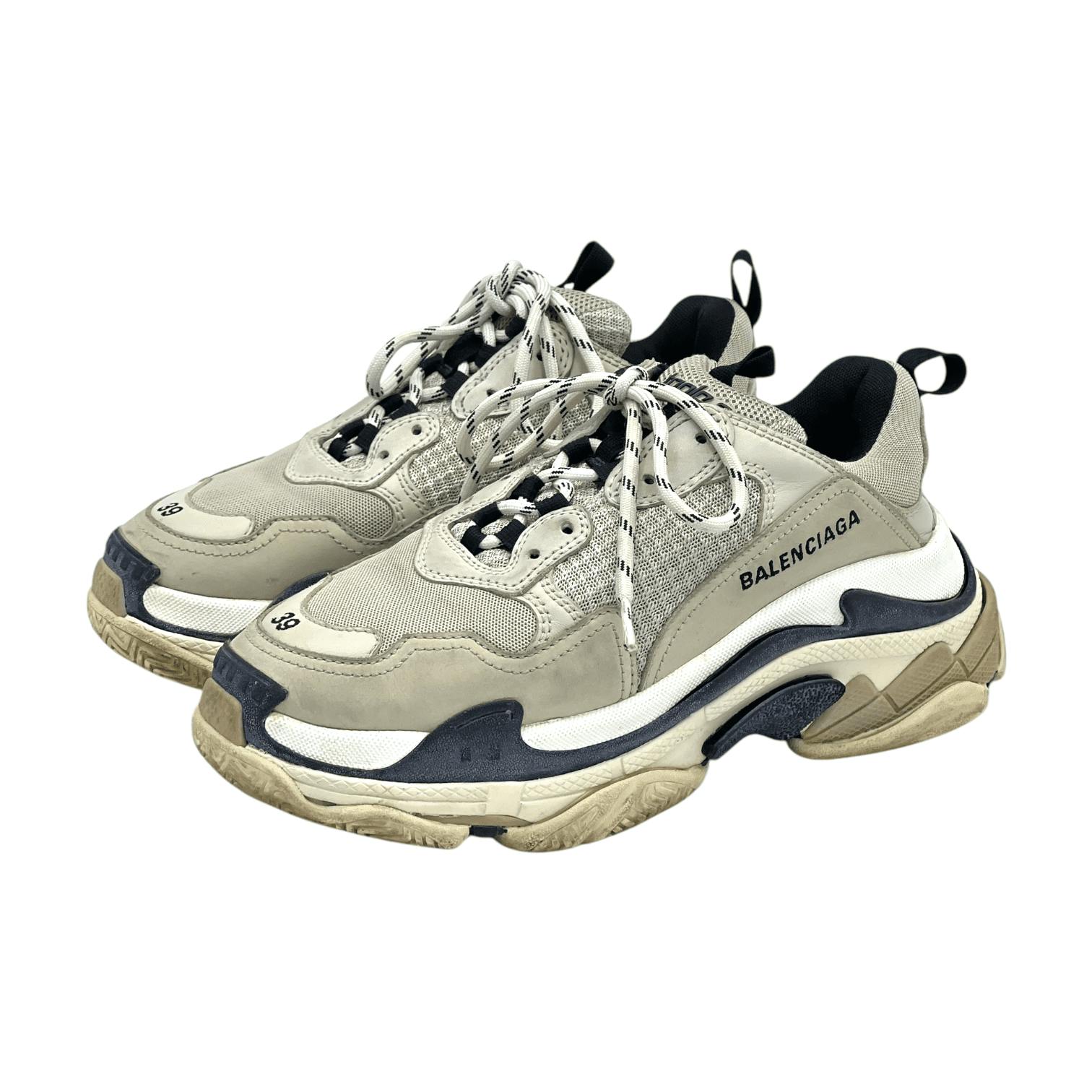 Balenciaga Grey Navy Blue Triple S Sneakers 39