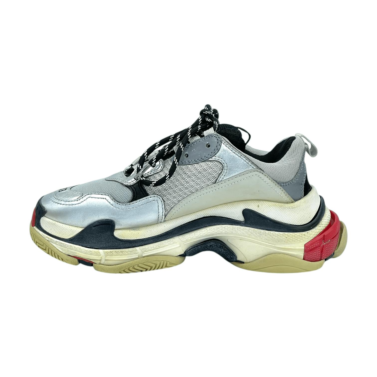 Balenciaga Silver Triple S Sneakers 38 (Pre‑Owned)