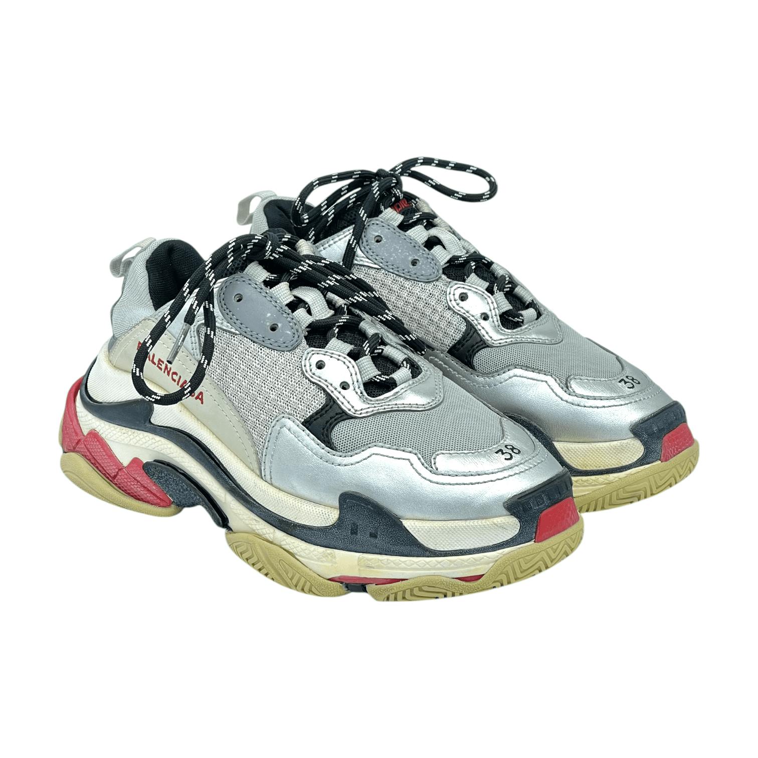 Balenciaga Silver Triple S Sneakers 38 (Pre‑Owned)