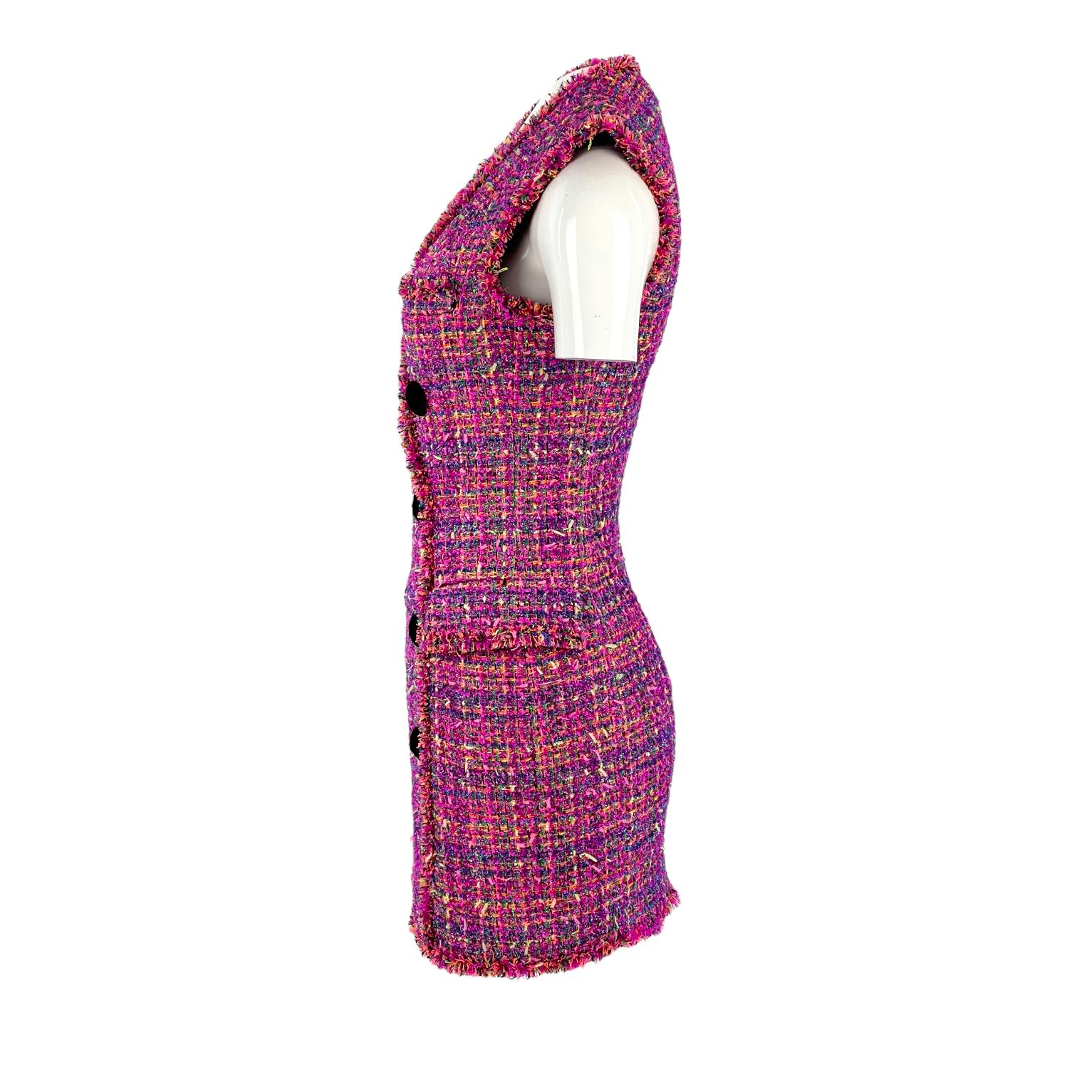 Balmain Purple Double Breasted Tweed Mini (Pre‑Owned) Balmain Purple Double Breasted Tweed Mini (Pre‑Owned)