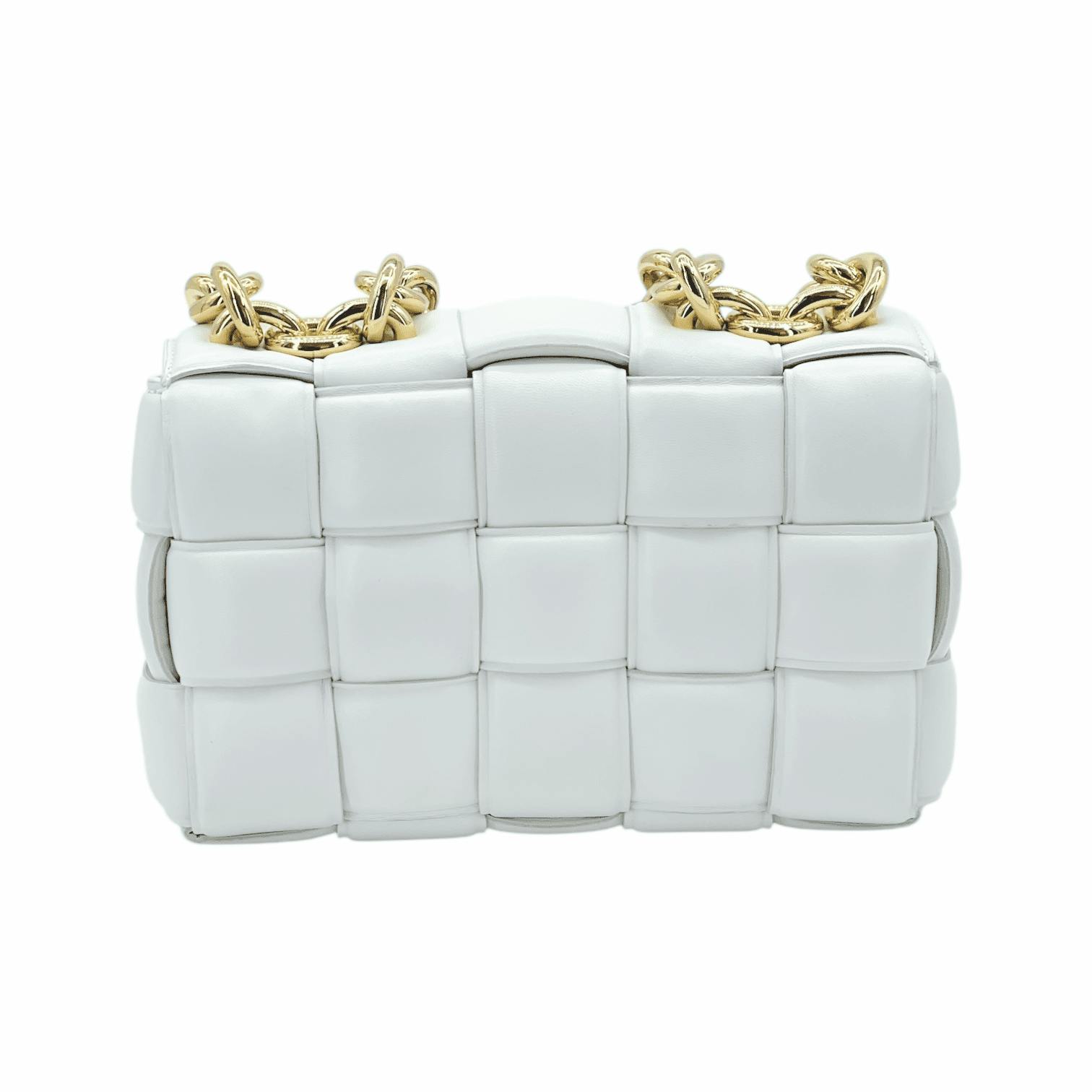 Bottega Veneta White Padded Leather Gold Chain (Pre‑Owned)