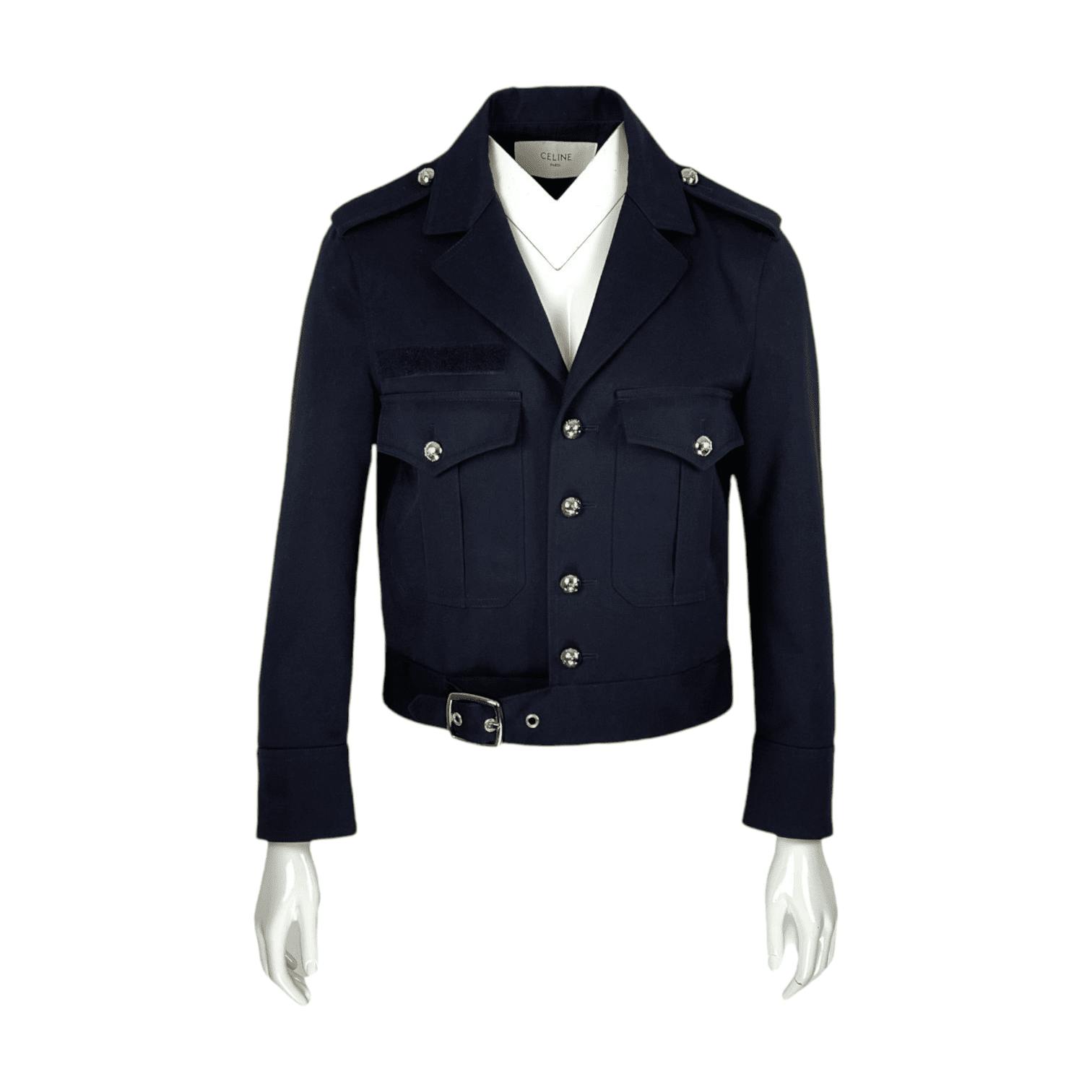 Celine Navy Blue Diagonal Wool Cropped (Pre‑Owned)