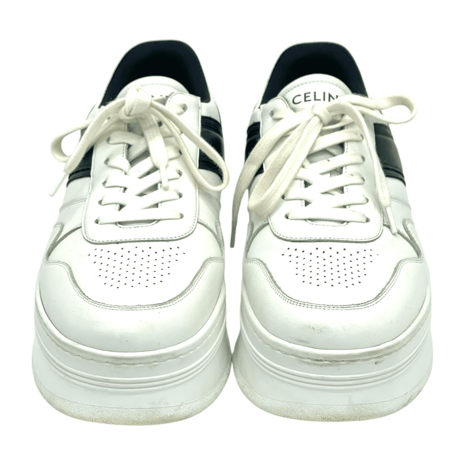 Celine White Black Leather Block Platform (Pre‑Owned)