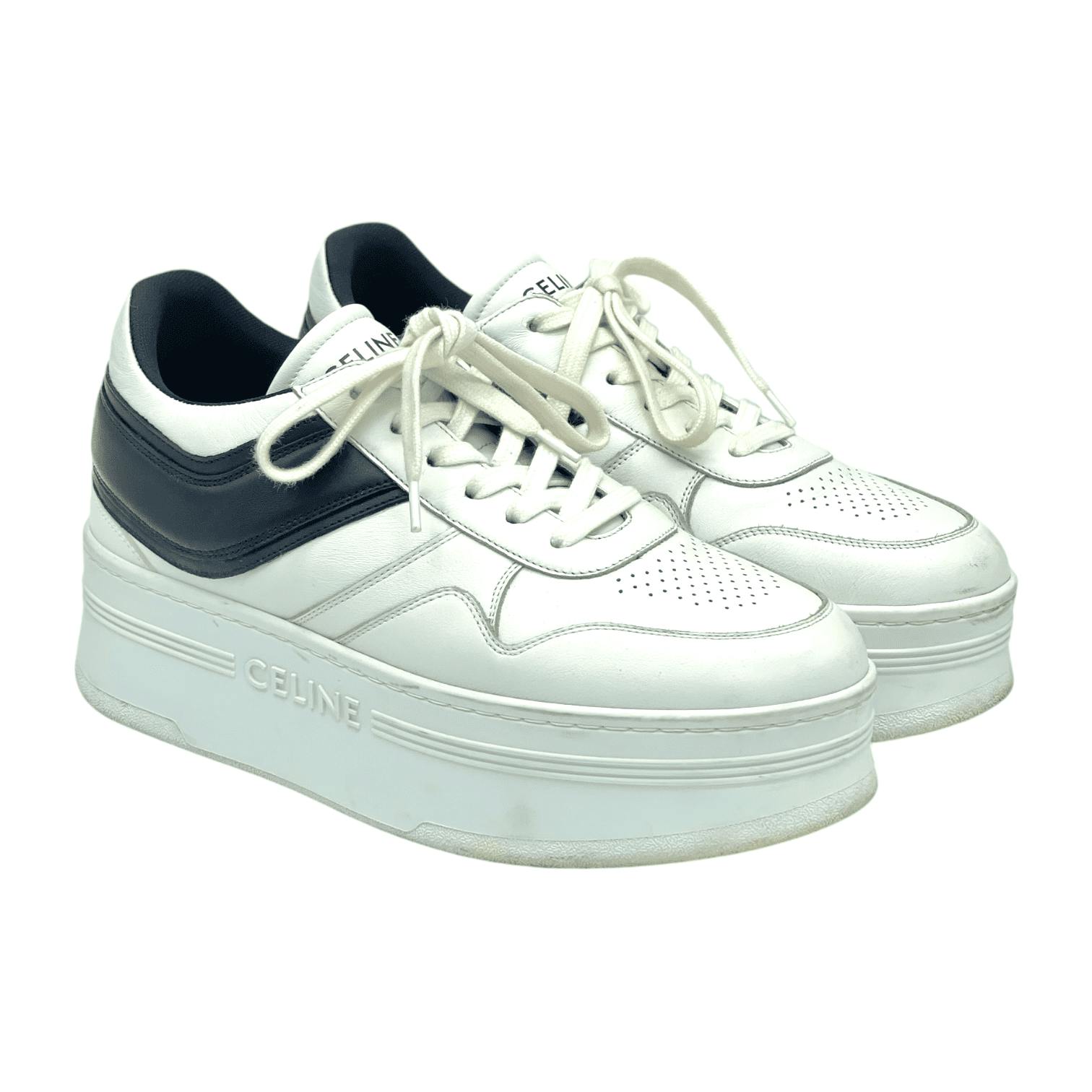 Celine White Black Leather Block Platform (Pre‑Owned)