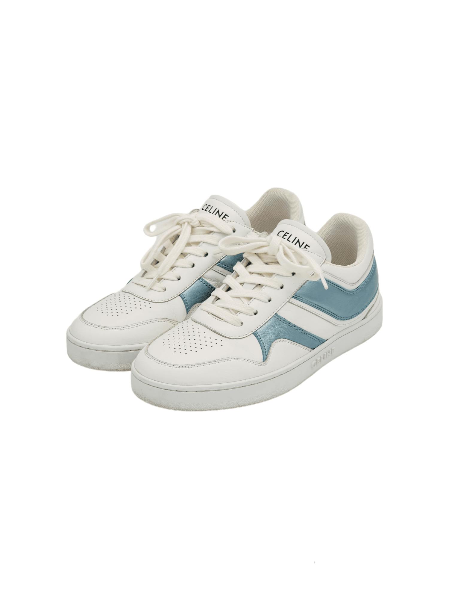 【CELINE】パラード Celine White Light Blue Leather Lace Up Low Top Sneakers 38