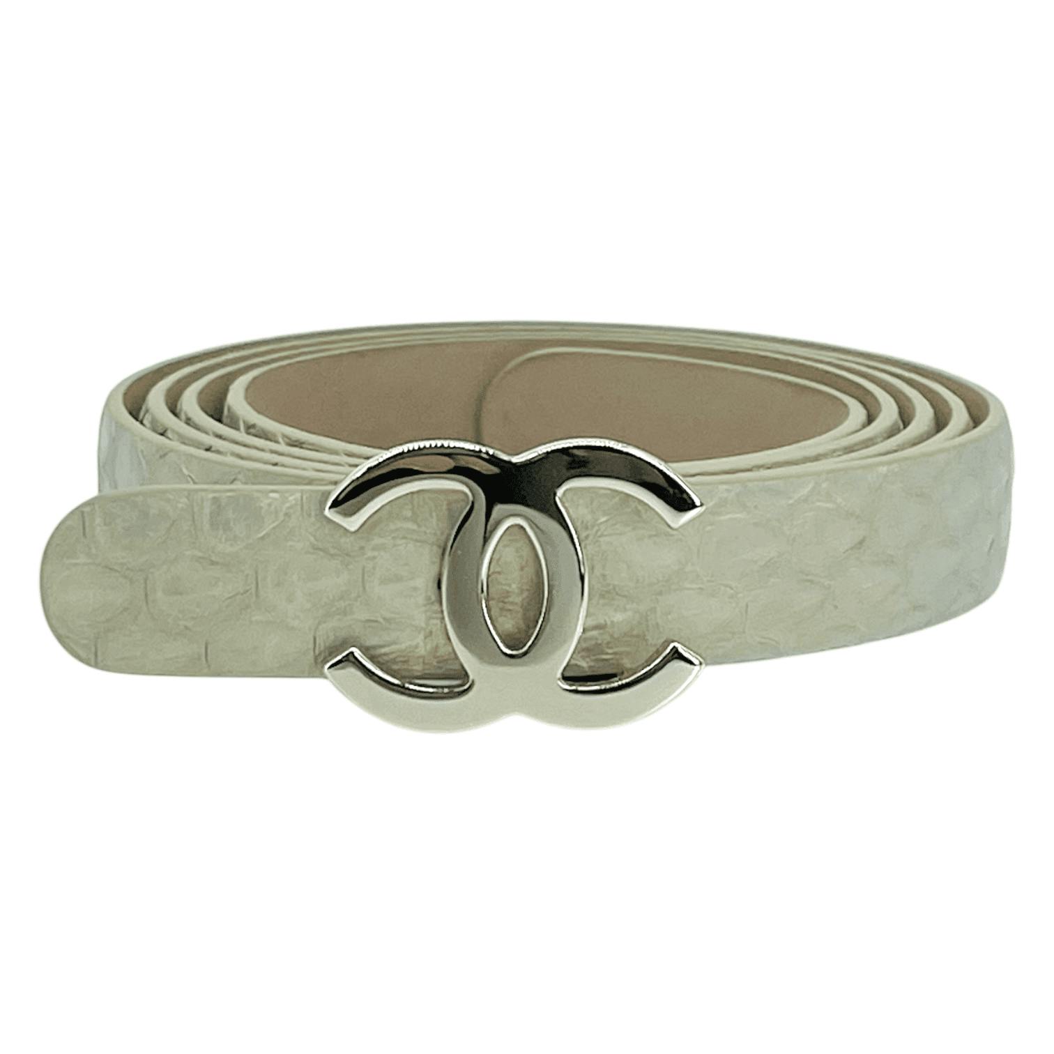 Chanel Beige Python Leather CC Buckle Belt 85 (Pre‑Owned)