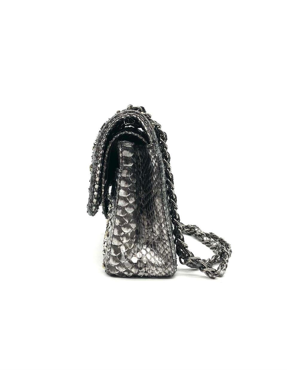 Chanel Classic Flap Exotic Limited Edition Metallic Grey Python - Main Image
