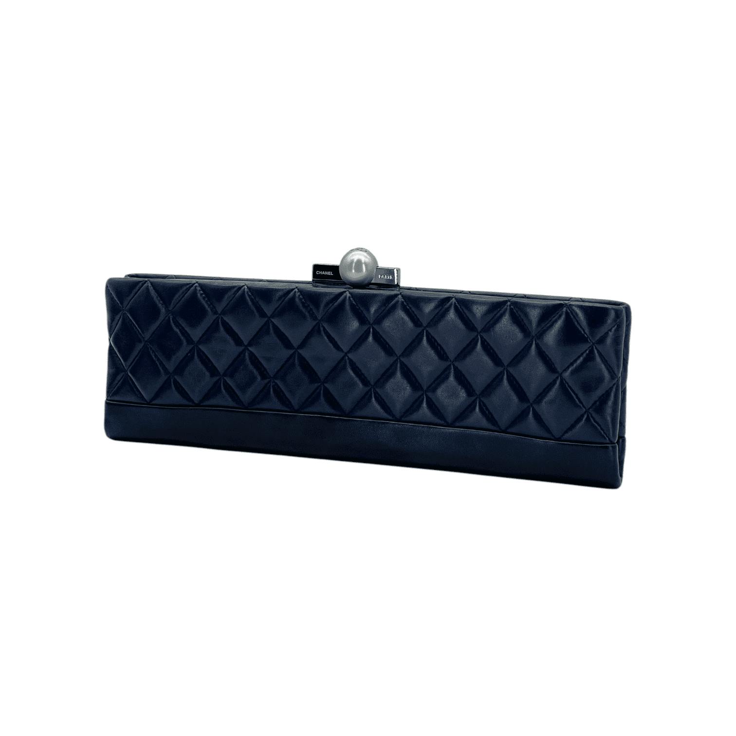 Chanel Navy Blue Black Quilted Lambskin (Pre‑Owned)
