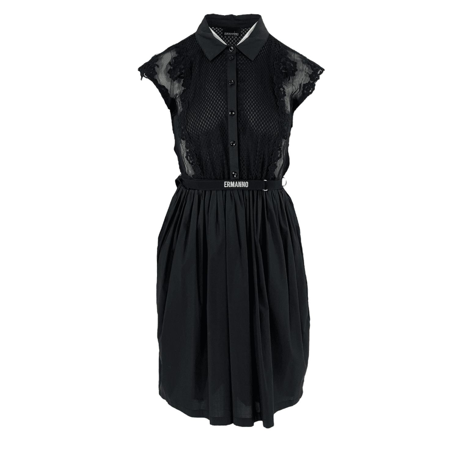 ERMANNO SCERVINOワンピース40 Ermanno Scervino Black Lace Sleeveless Dress (Pre‑Owned)