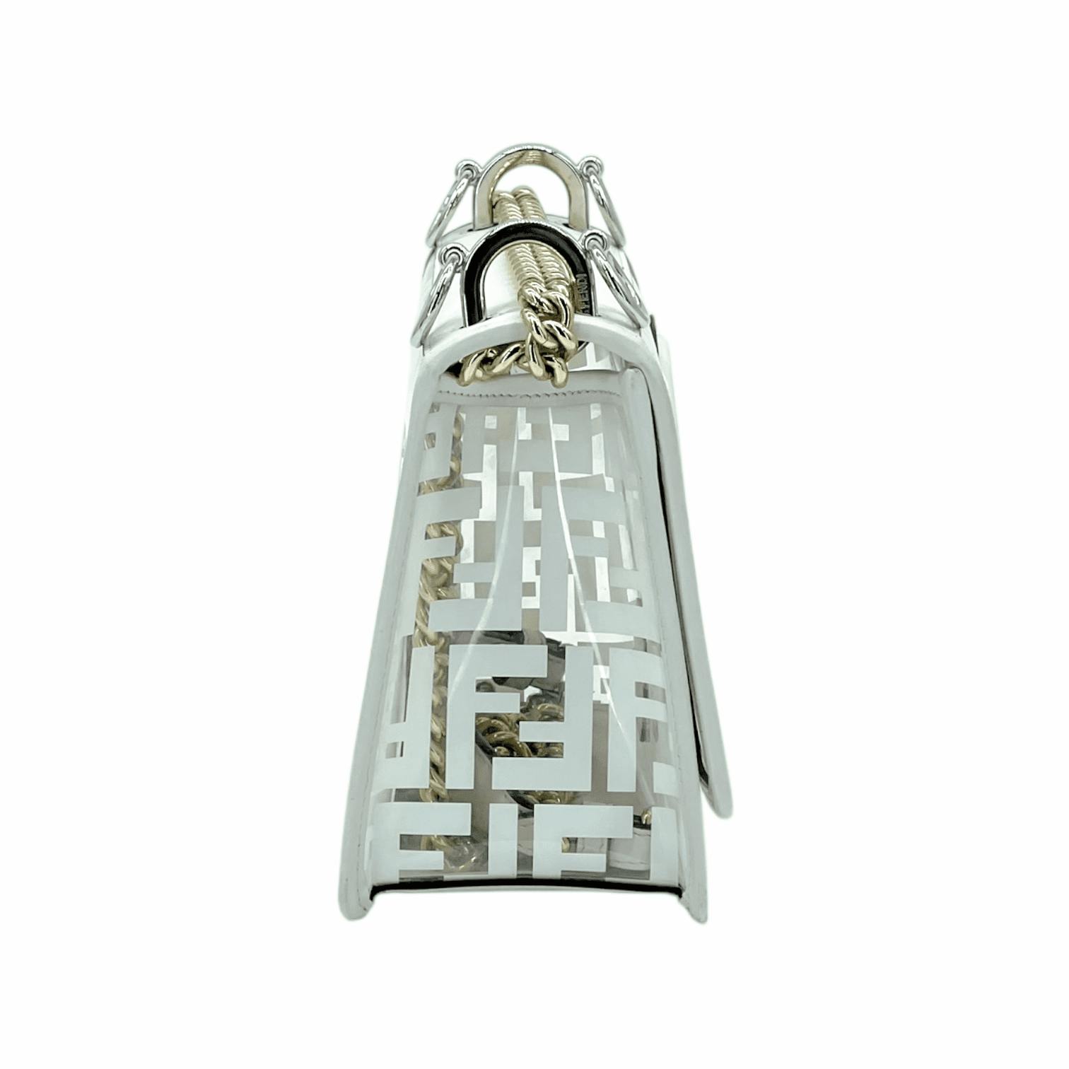 藤井フミヤ　FF Cutout bag「Silver Cage」 Fendi White FF PVC Leather Small Kan I (Pre‑Owned)