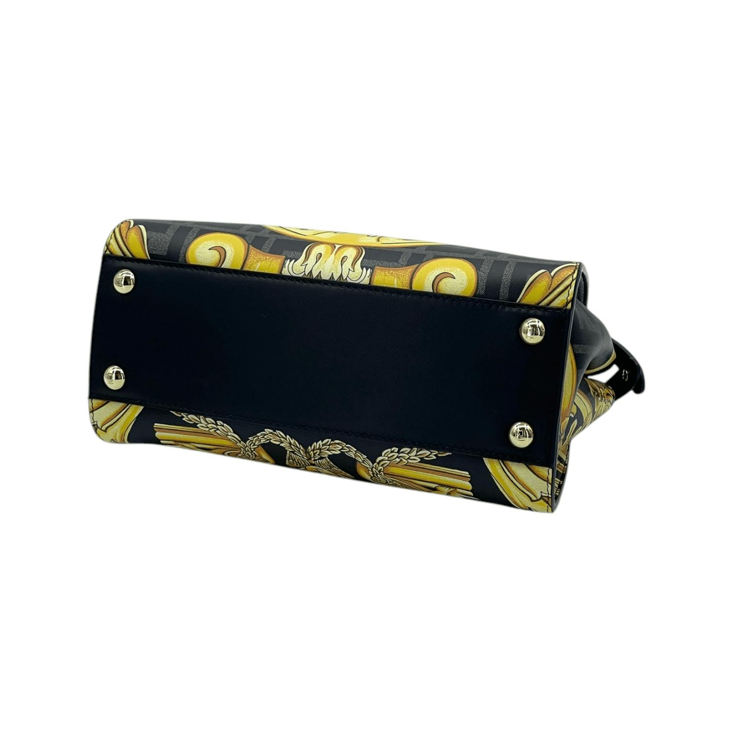 FENDI×VERSACE Fendi x Versace Gold Black Leather Small (Pre‑Owned)