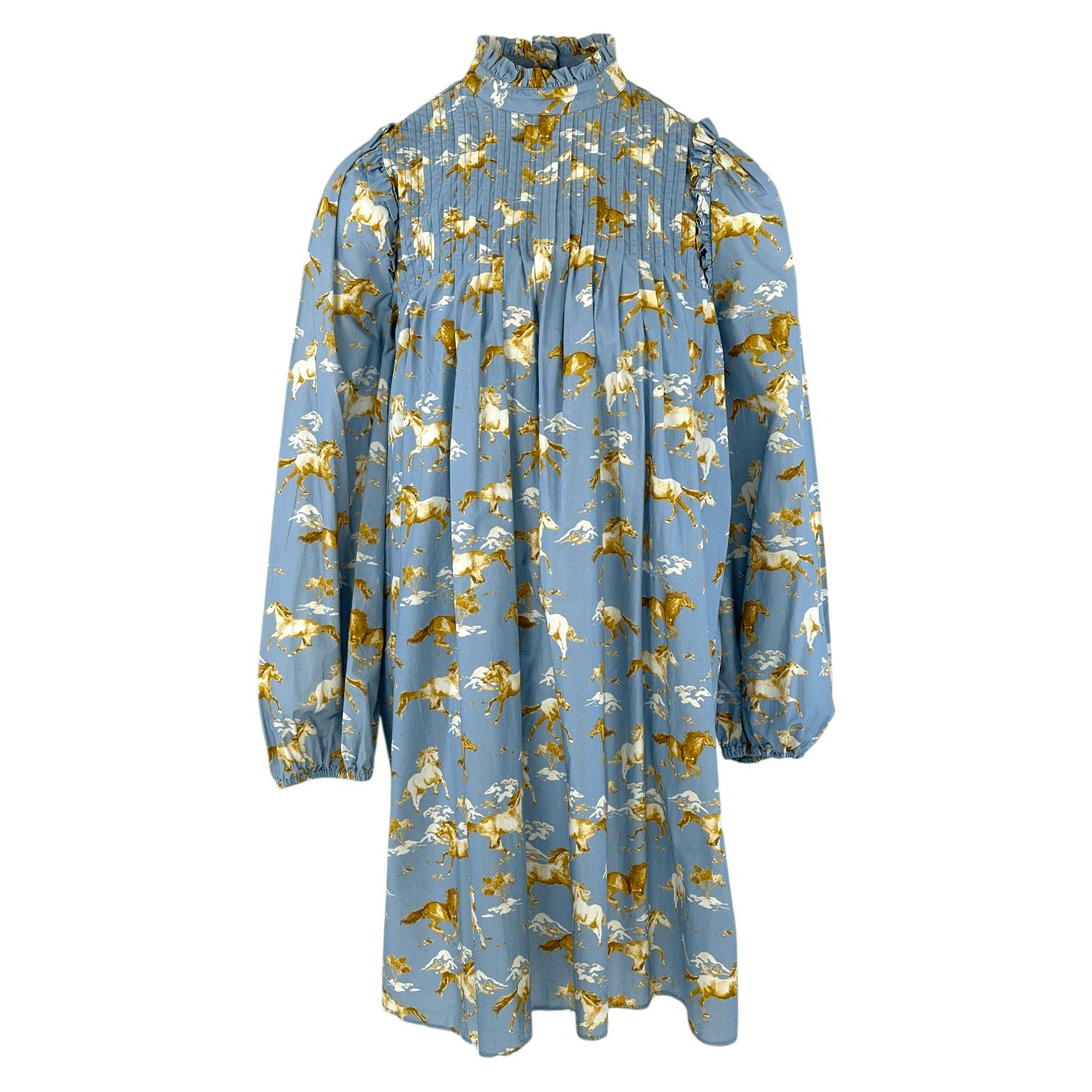 ワンピース GANNI horse-print flared mini drees Ganni Horse Print Poplin Cotton Mini Dress Size 2XS/XS | eBay