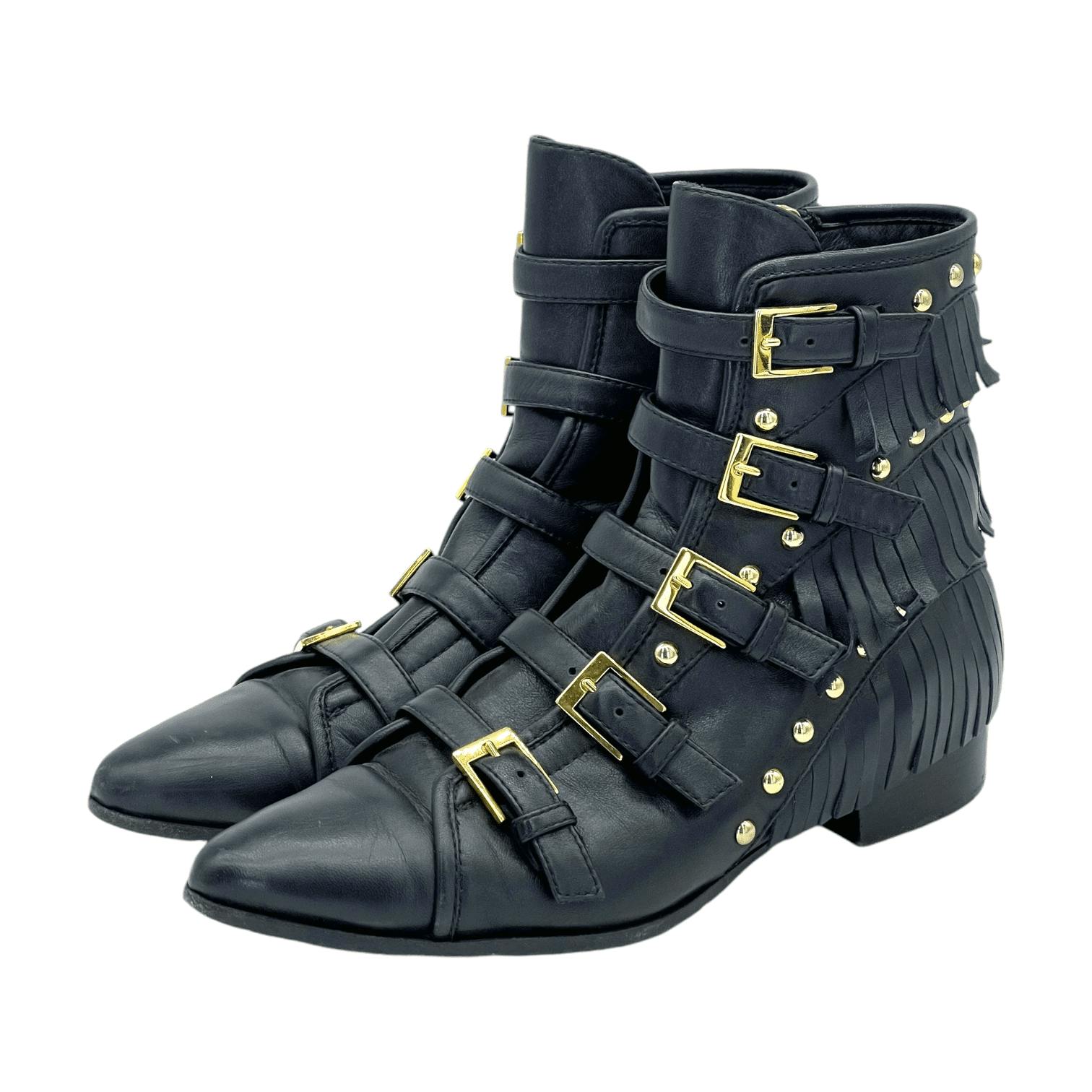 GIUSEPPE ZANOTTI フラット ブーツ BLACK 37 GIUSEPPE ZANOTTI フラット ブーツ BLACK 37