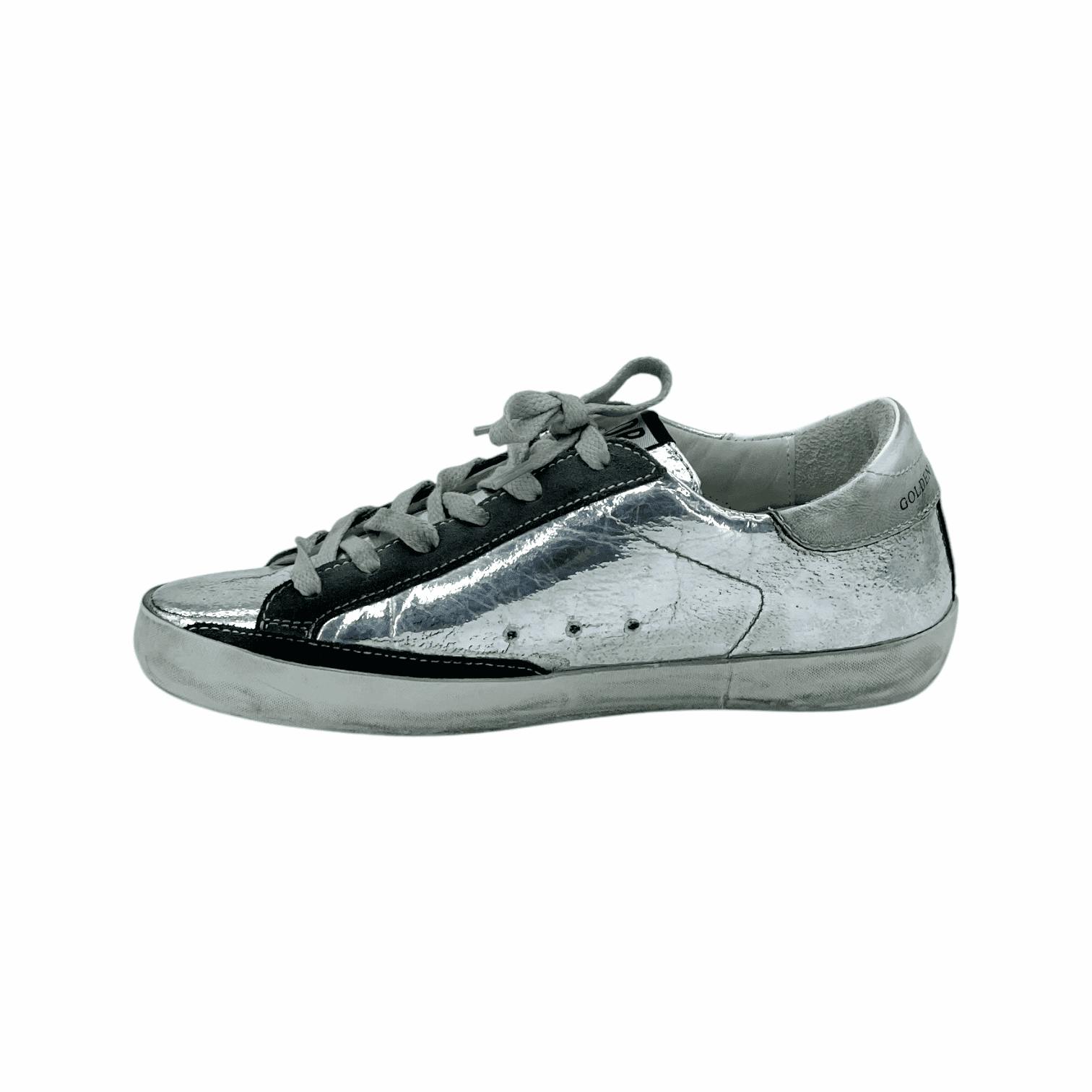 Golden Goose Metallic Silver Black Suede (Pre‑Owned)