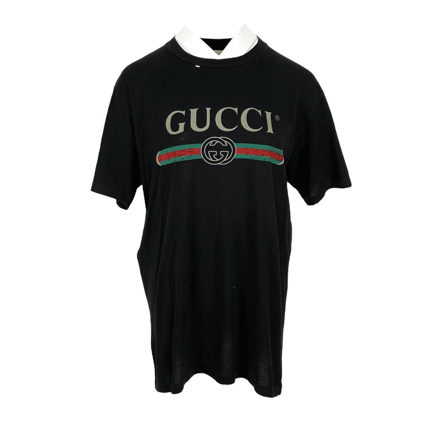 Gucci Black Cotton Jersey Oversize Logo Tshirt (Pre‑Owned)