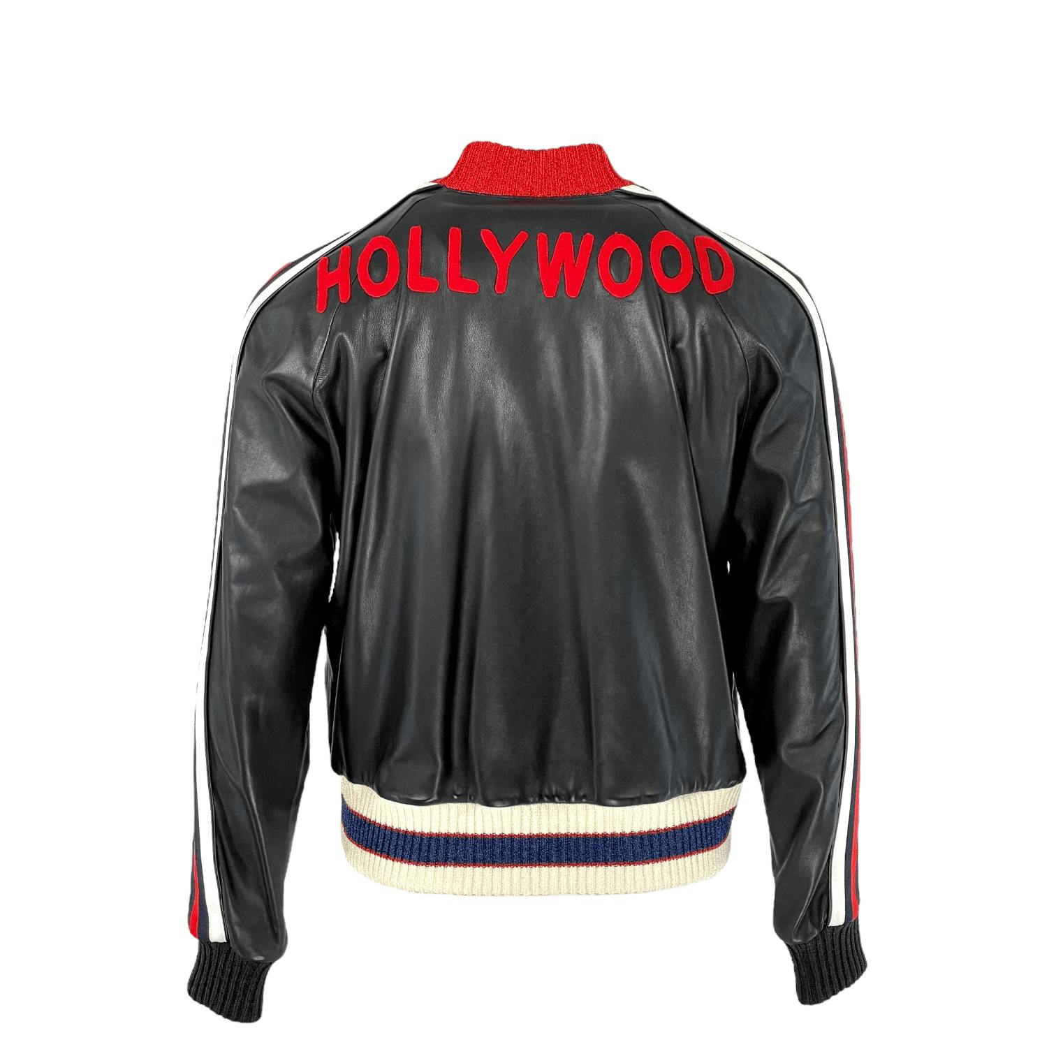 Gucci Black Leather Bomber Jacket IT44 (Pre‑Owned)