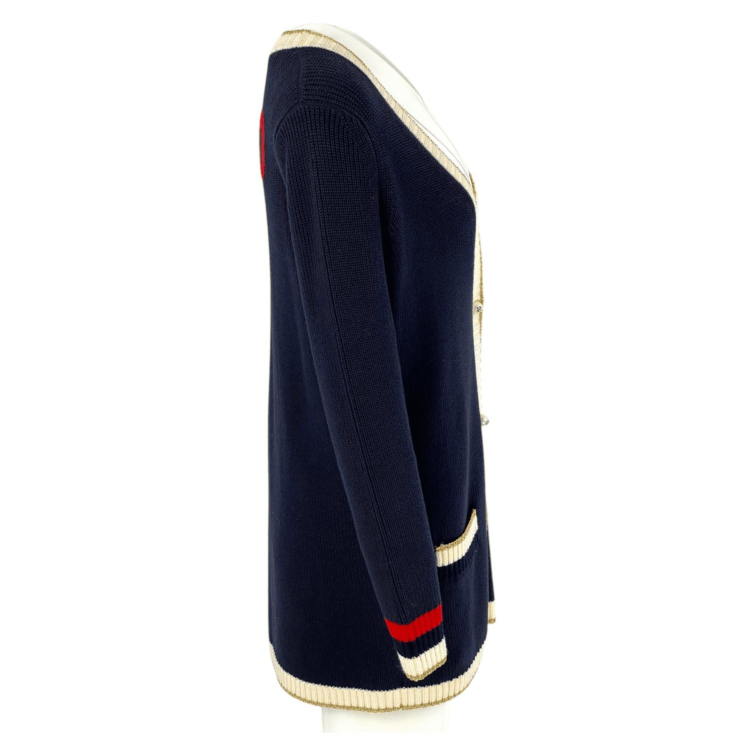 Gucci Navy Blue Loved Knit Cardigan S (Pre‑Owned)
