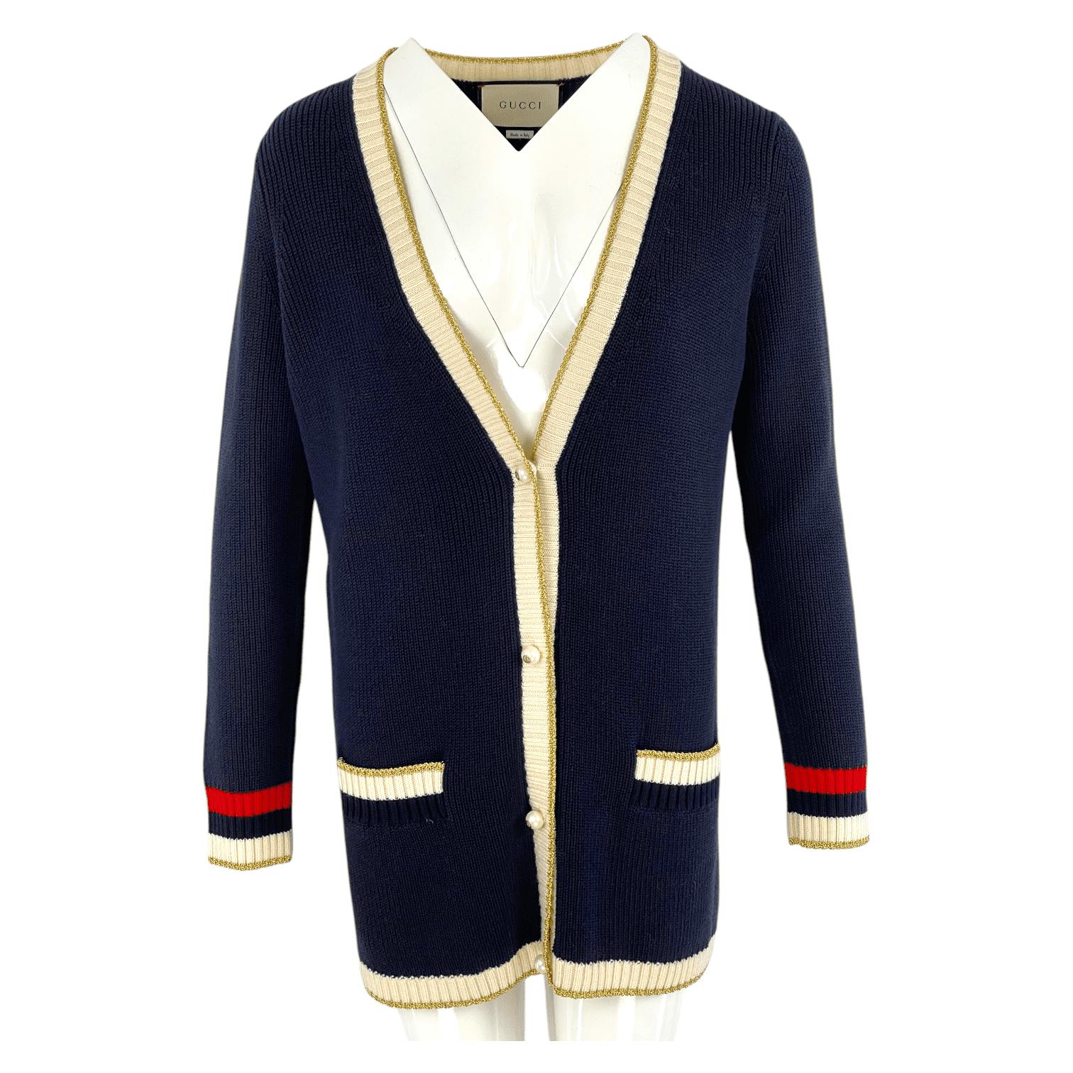 Gucci Navy Blue Loved Knit Cardigan S (Pre‑Owned)