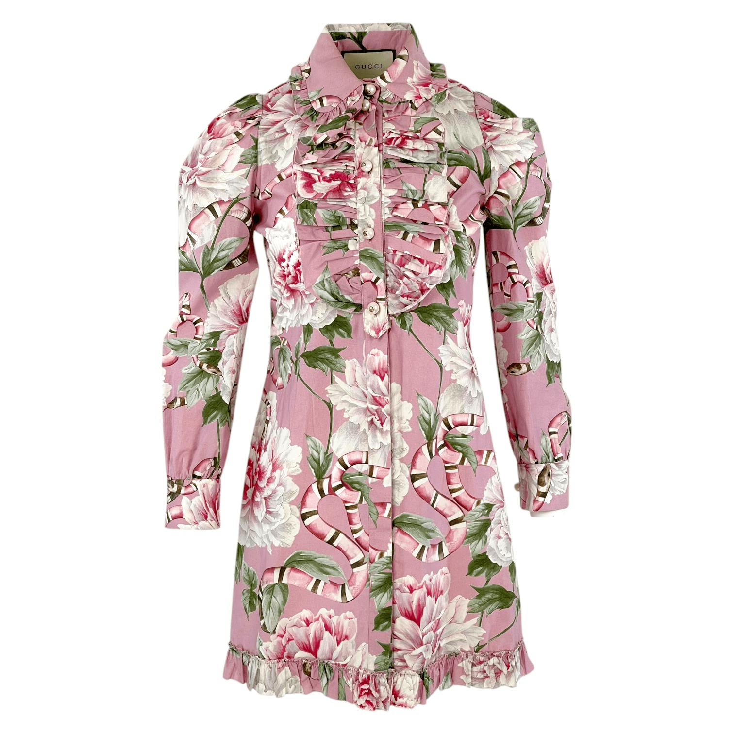 Gucci Pink Floral Print Mini Dress 36