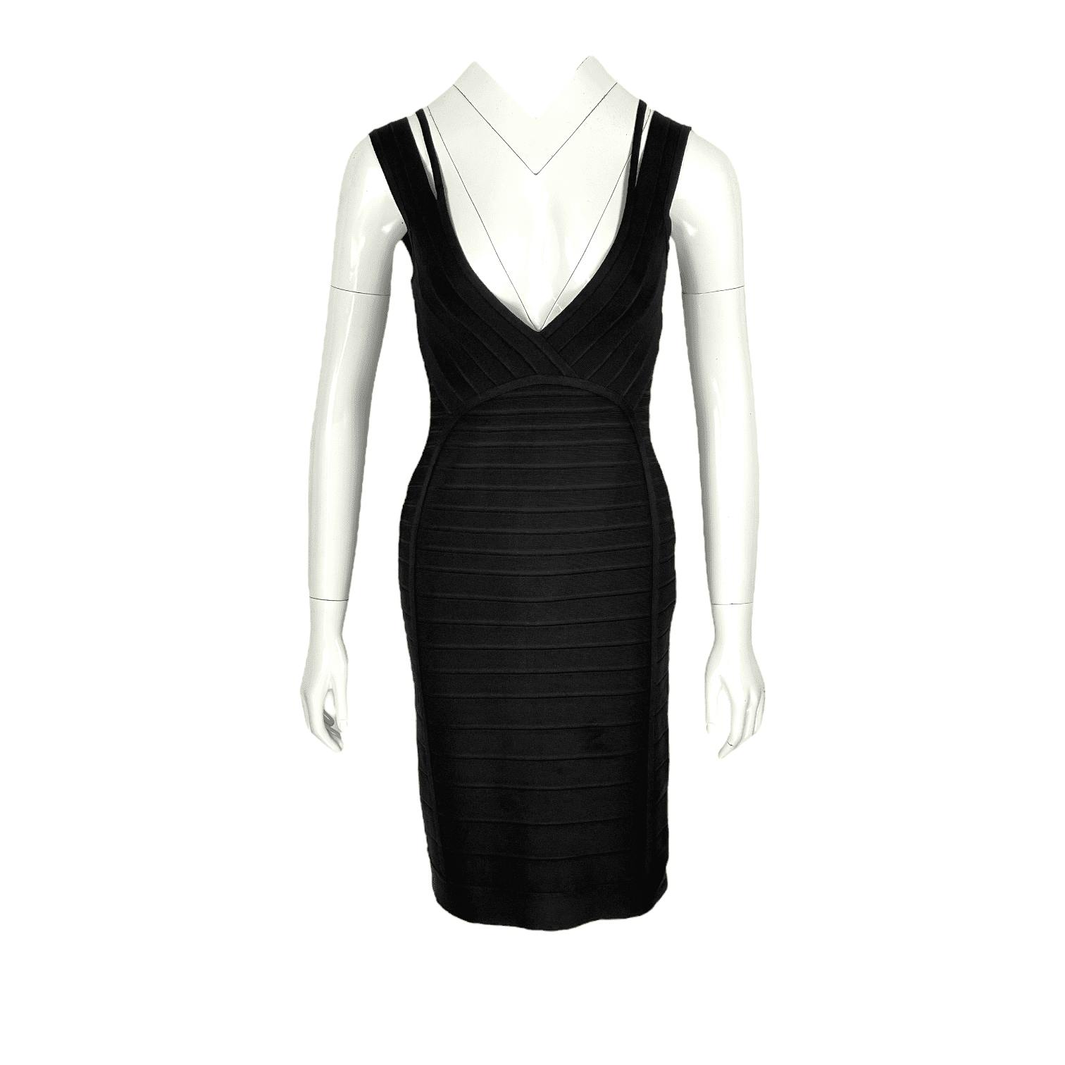 Herve Leger Black Rayon Dress S (Pre‑Owned)