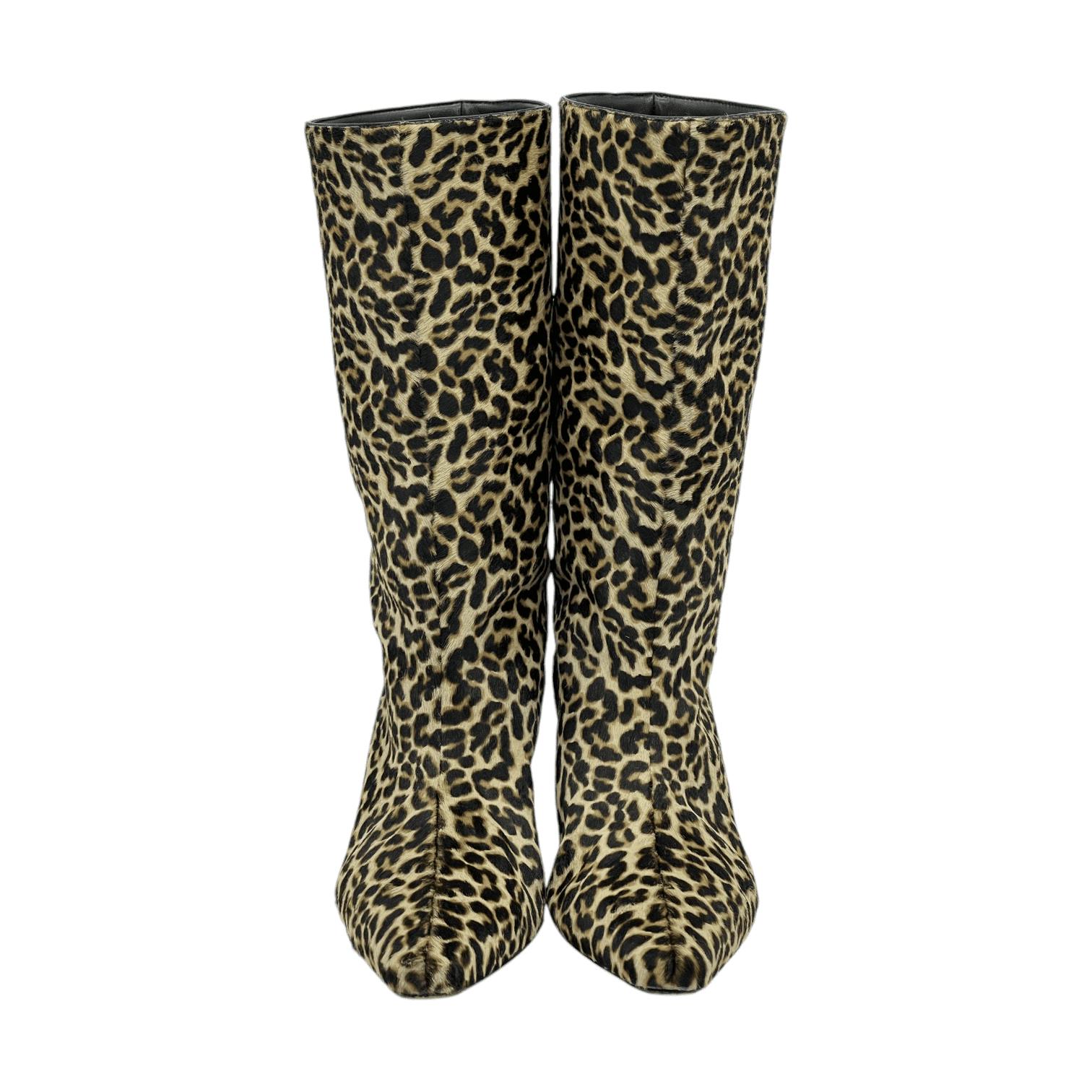 Jimmy Choo Leopard Pony Hair High Boots 37 (Pre‑Owned)
