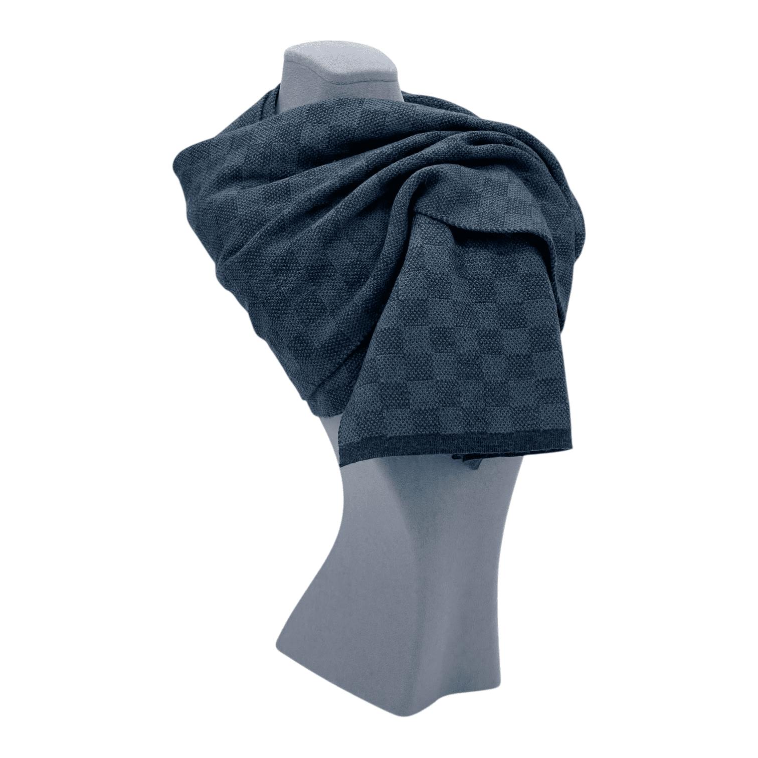 Louis Vuitton Damier Cobalt LV Logo Wool Scarf