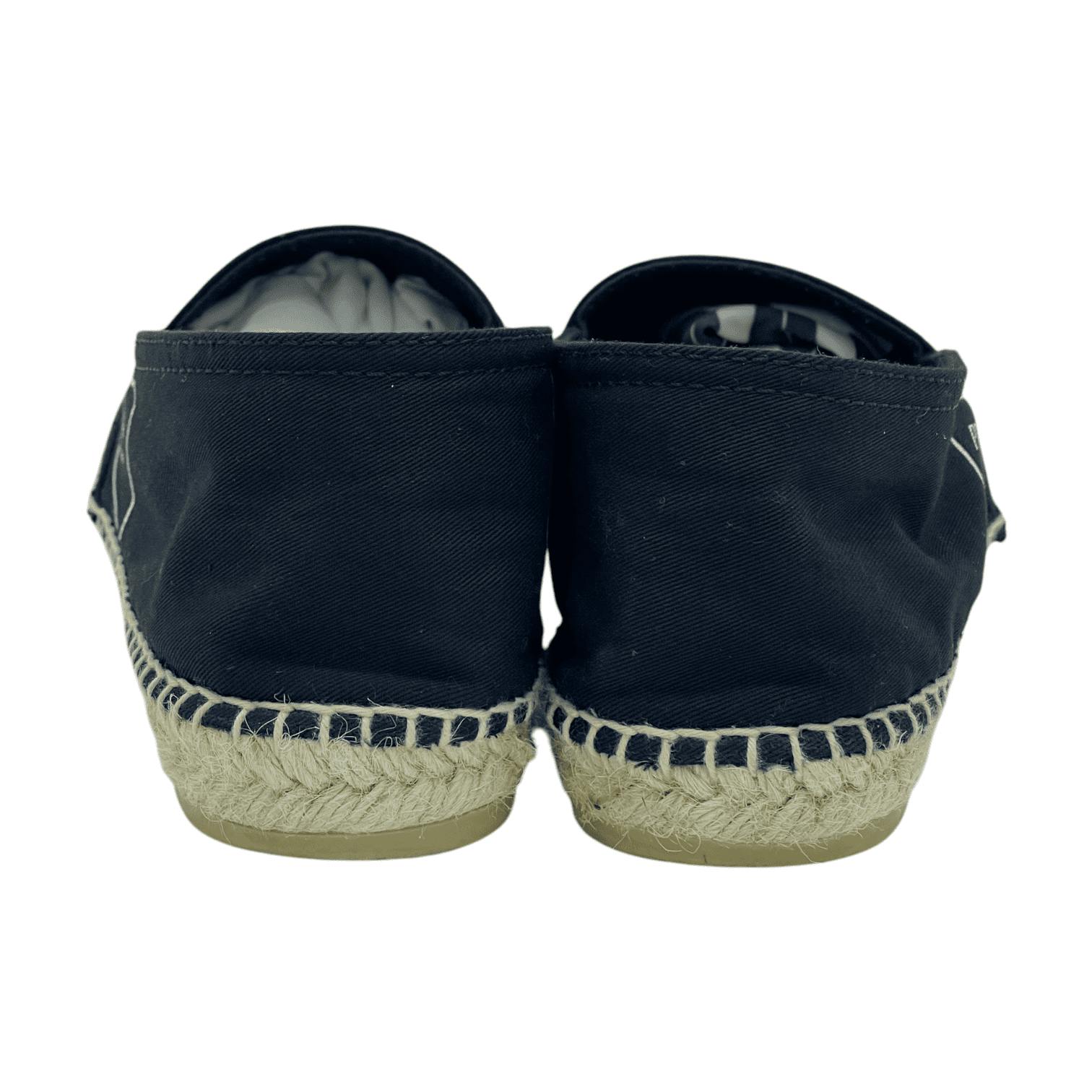 Prada Black Slip-On With Logo Espadrilles 37 (Pre‑Owned)