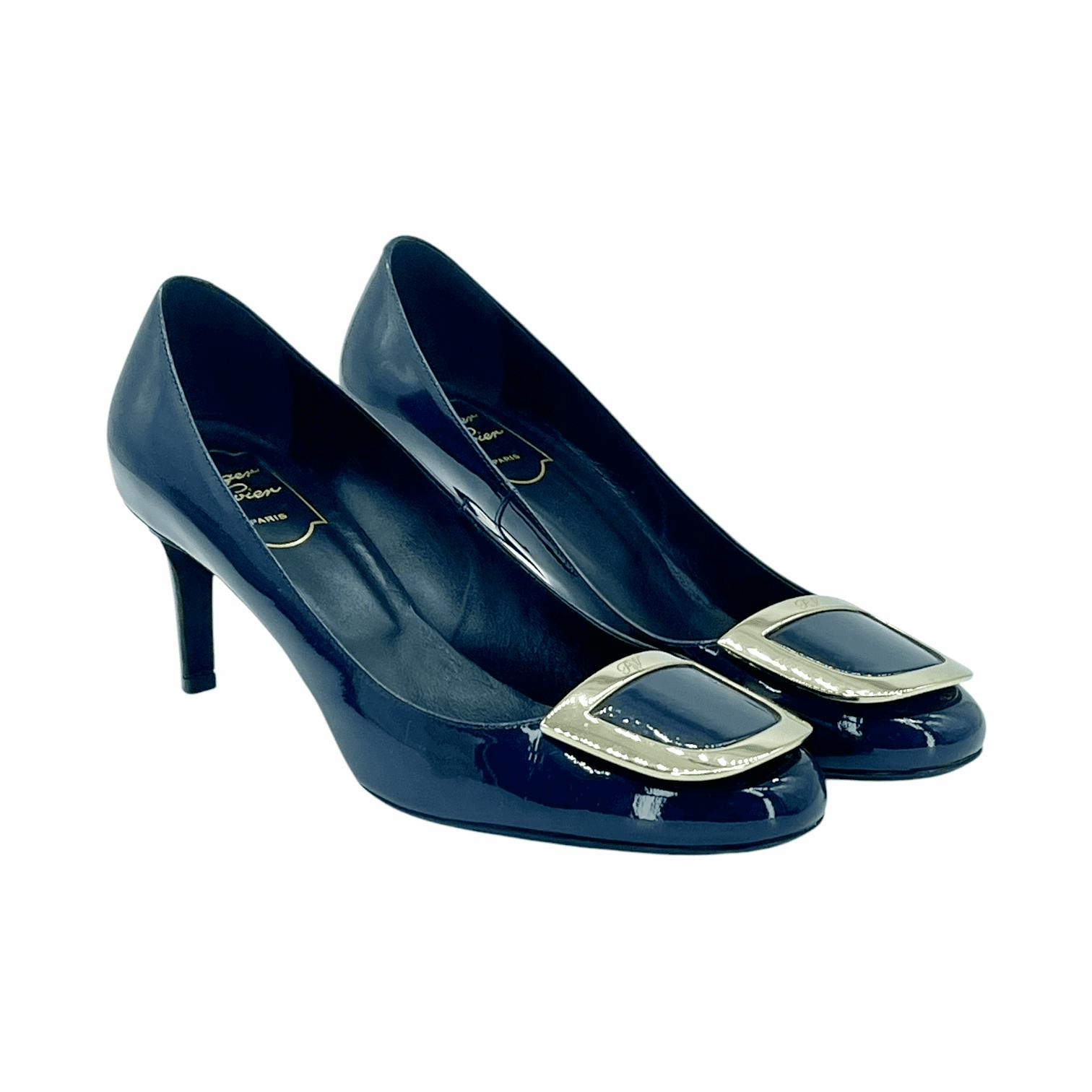Roger Vivier Navy Blue Patent Leather Metal (Pre‑Owned)