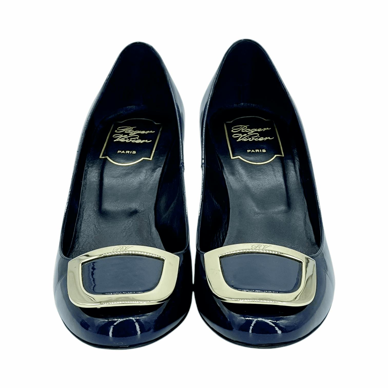 Roger Vivier Navy Blue Patent Leather Metal (Pre‑Owned)