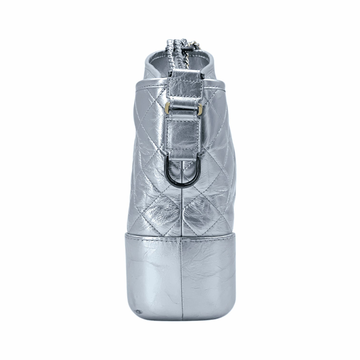 Chanel Metallic Silver Quilted Medium Gabrielle Shoulder Bag