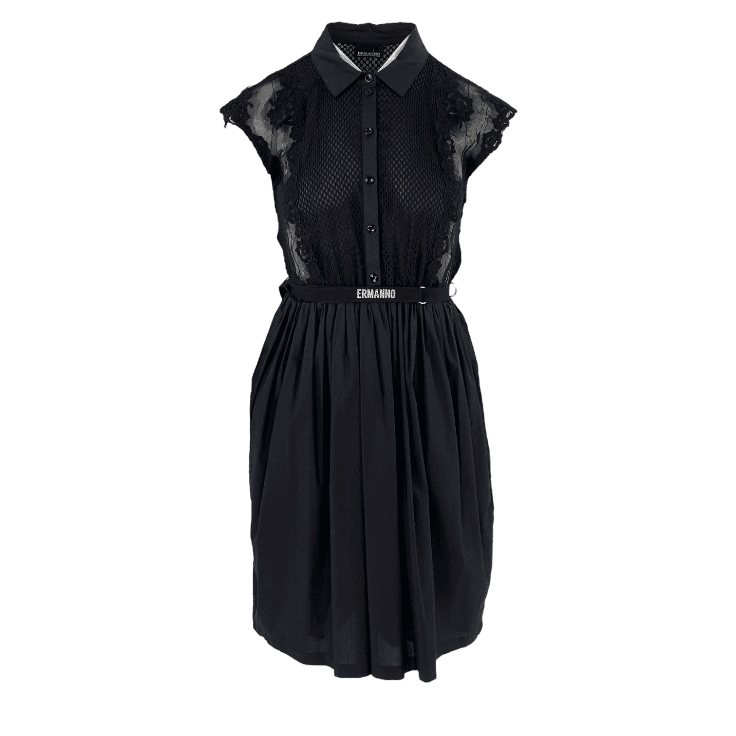 Ermanno Scervino Black Lace Sleeveless Dress IT40 Fiyatı