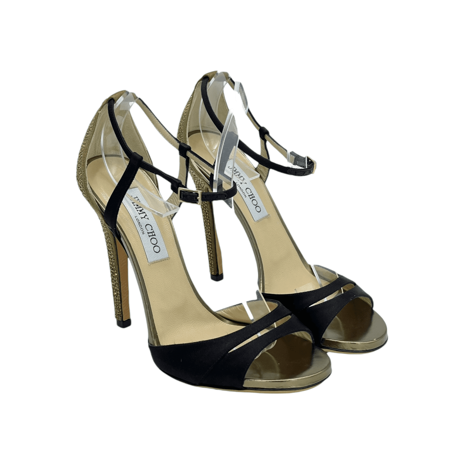 しょーんでお願いします美品⭐︎JIMMY CHOO⭐︎ゴールドストラップ⭐︎38 Jimmy Choo Gold Glitter Louise Strappy Sandals Size 38 Jimmy